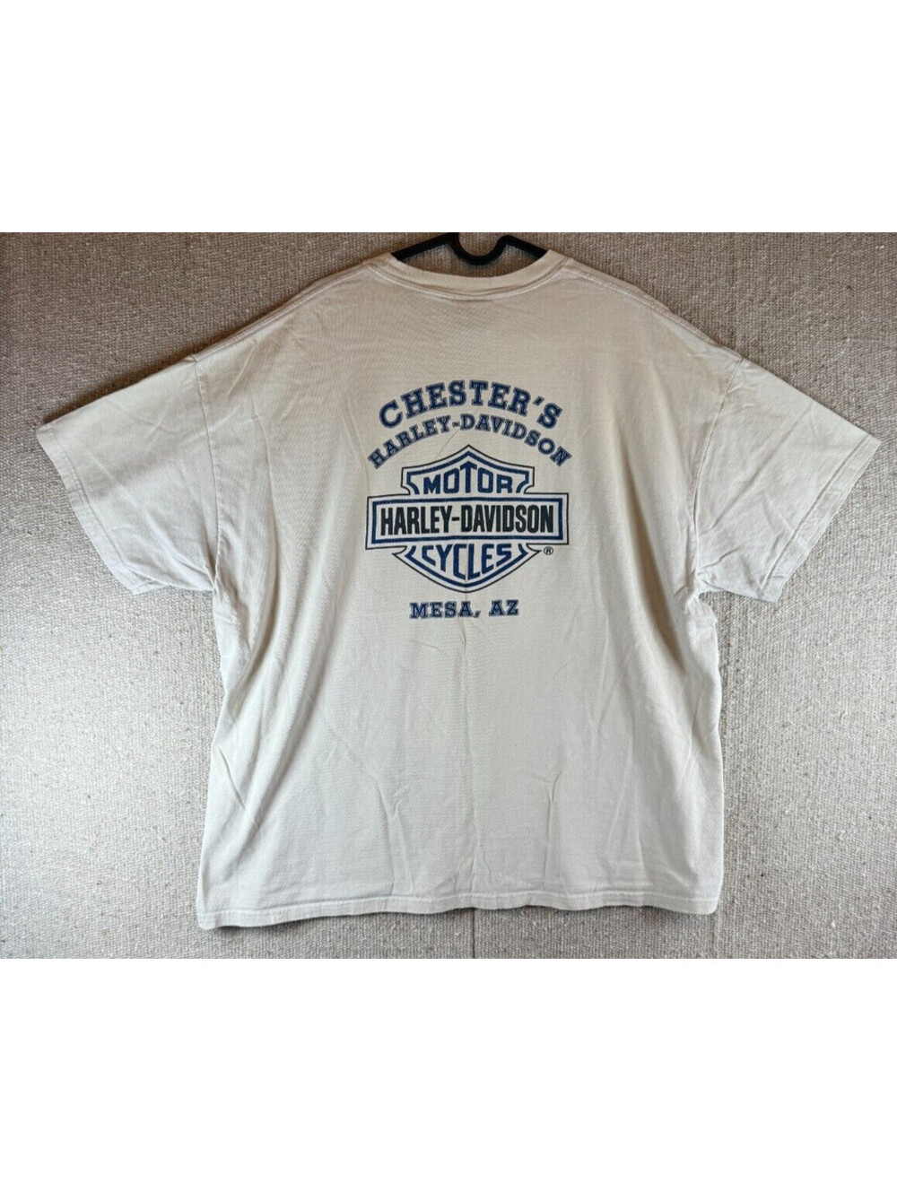 *FLAW Mens Sz 2XL Harley Davidson Beige T Shirt Chester's Mesa Arizona